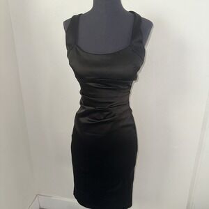 Vtg Cache Halter Midi Dress Womens 2 Y2k‎ 90s Black Evening Cocktail Chic